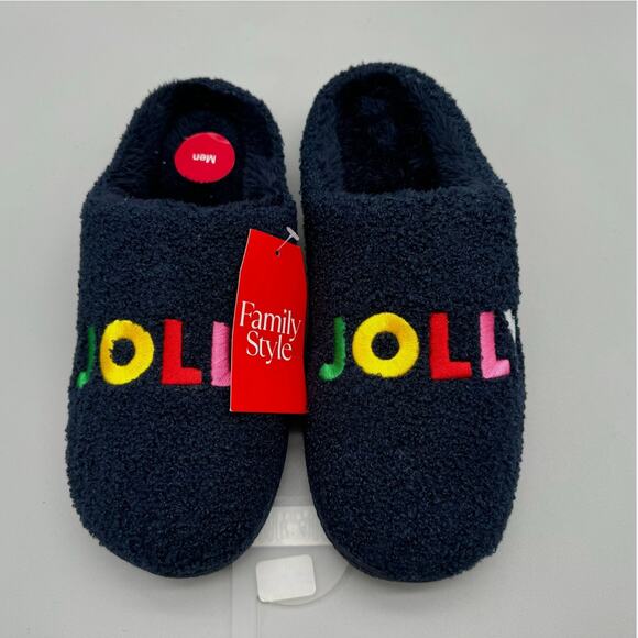 Family PJs Slippers Mens XL 12-13 JOLLY Colorful Festive Comfy Lounge Bright - Picture 1 of 7